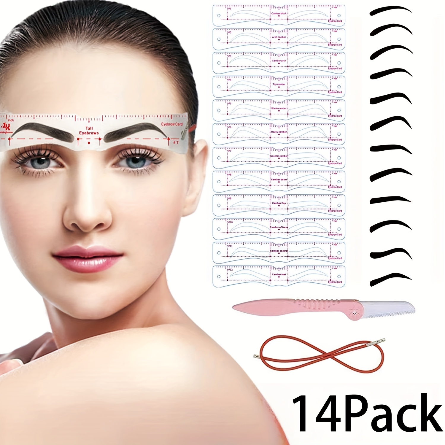 TEMU 14pcs Eyebrow Stencil Kit For Perfect Shaping. Includes 12 Reusable Brow Templates, Trimmer & Grooming Tools For . Easy For Beginners. A Perfect