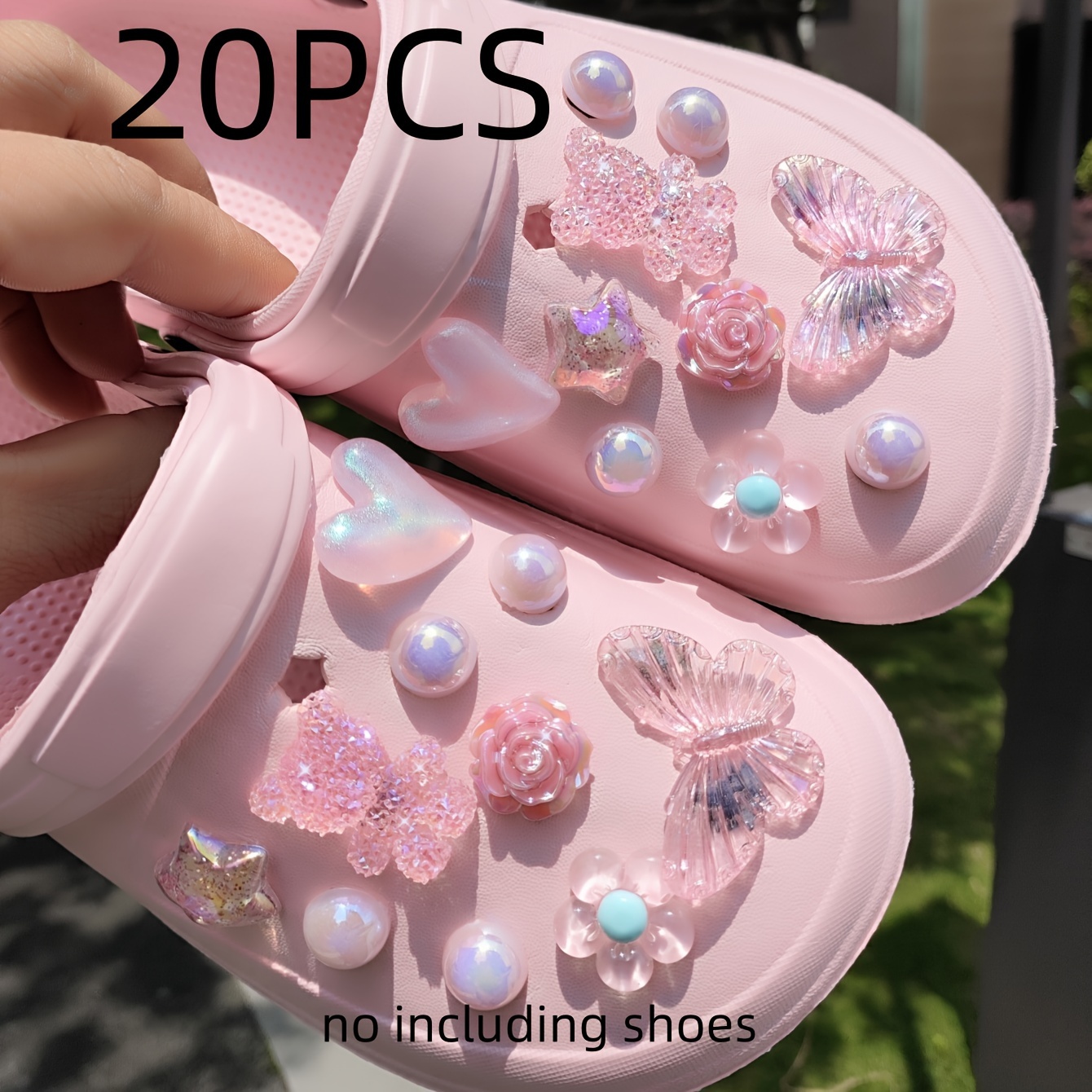 Image of 20pcs Pink Bear Heart Set Fashion Removable Additions, Suitable For Hole Shoes, Sandals, Holiday Gifts