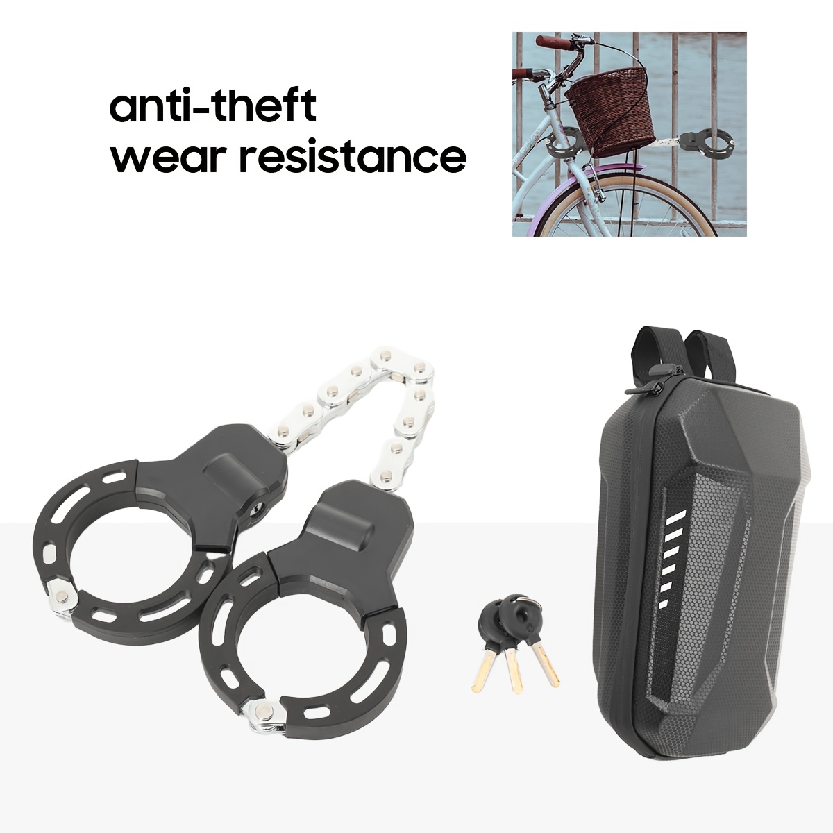E Scooter Lock, Bicycle Lock With Pocket, 56 Cm, Ideal For Scooter And Bicycle