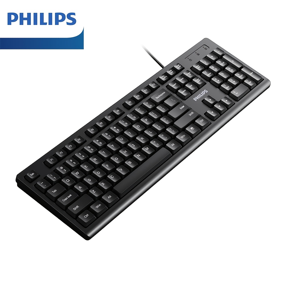 TEMU Teclado Philips con cable y diseño ergonómico de 104 teclas, que se al de pulsación de los dedos y al . La interfaz USB es Plug and Play.