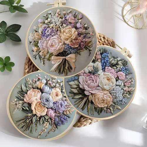 photo de l'article kit de décoration ie pour débutants, fournitures dartisanat avec un , comprenant un cercle à , des fils, une aiguille et des instructions, idéal pour la décoration intérieure, de noël, danniversaire et du an