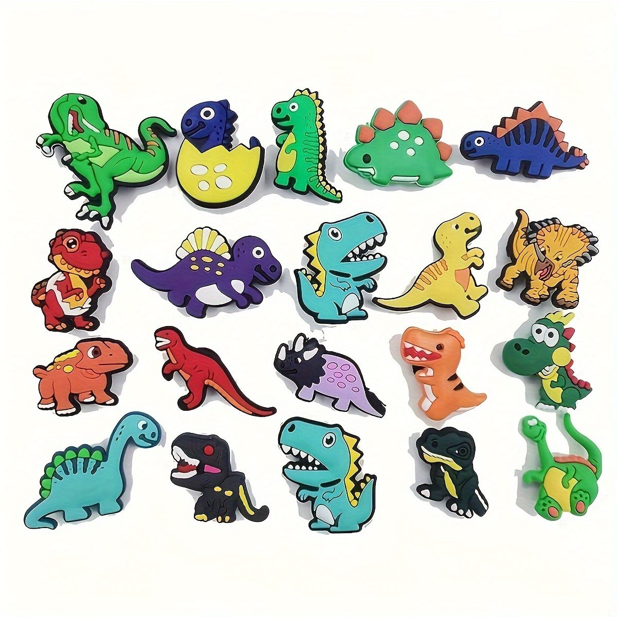 TEMU 20 piezas de dijes colgantes temáticos de dinosaurios de dibujos animados para zapatos, adecuados para zapatos, bolsos de playa, pulseras -