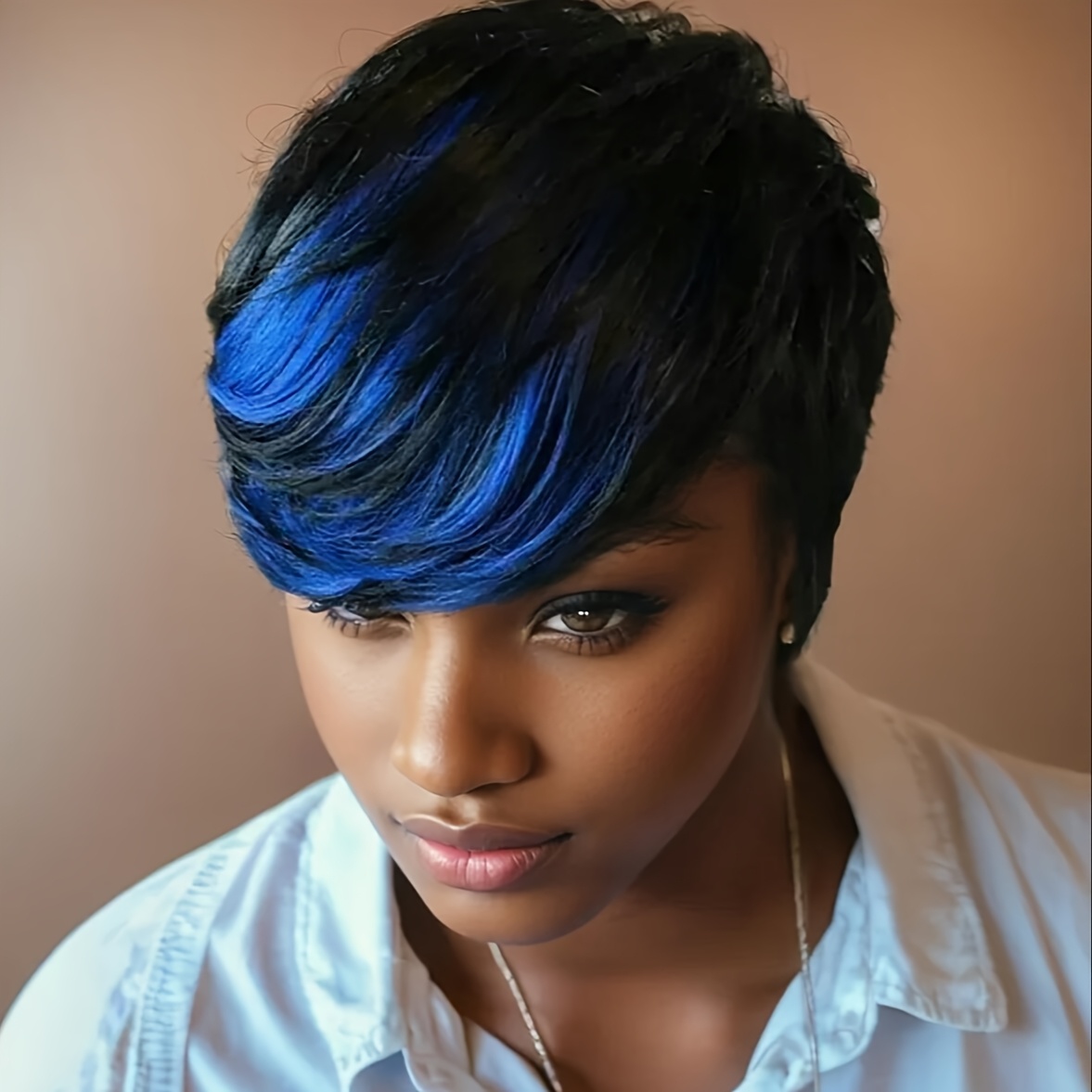 TEMU Hair Synthteic Wig Short Black Mixed Wigs Short Wigs For Women Straight Hair Short Layered Wig For Women Heat Wig With Bangs