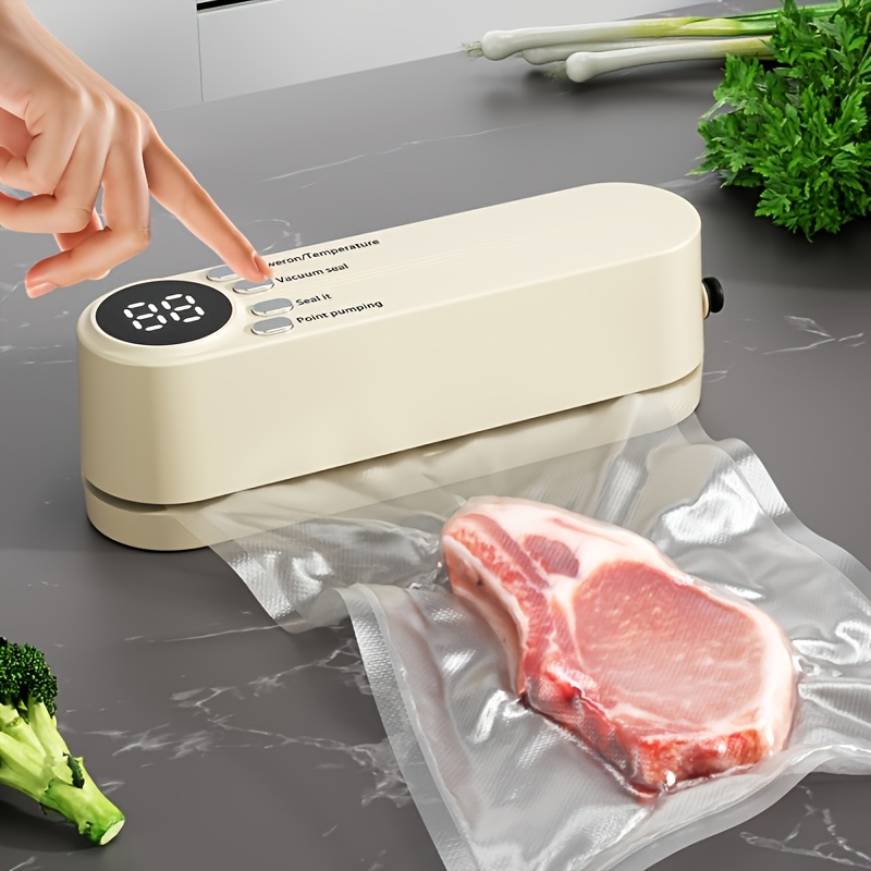 TEMU Featuring An Led Display For Easy Operation. This Versatile Vacuum Food Sealer Is Perfect For Preserving Meats, Snacks, And Other Foods, Making
