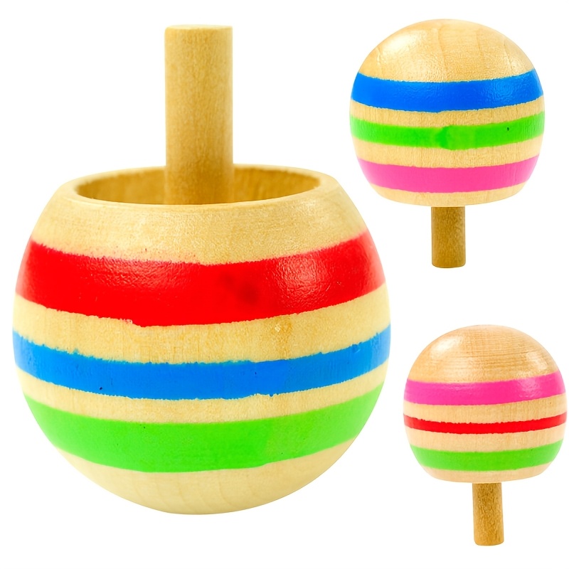 3pcs Colorful Wooden Top Spinners Set for Kids Educational and Fun Desktop Toy