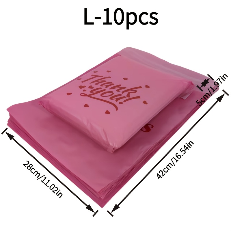 TEMU 10 Stück Pinke (Doppelseitig Bedruckte) Versandtaschen, Kurierbeutel, Ultra Strapazierfähig, Selbstverschließend, Verstärkte Kanten, Extra Große