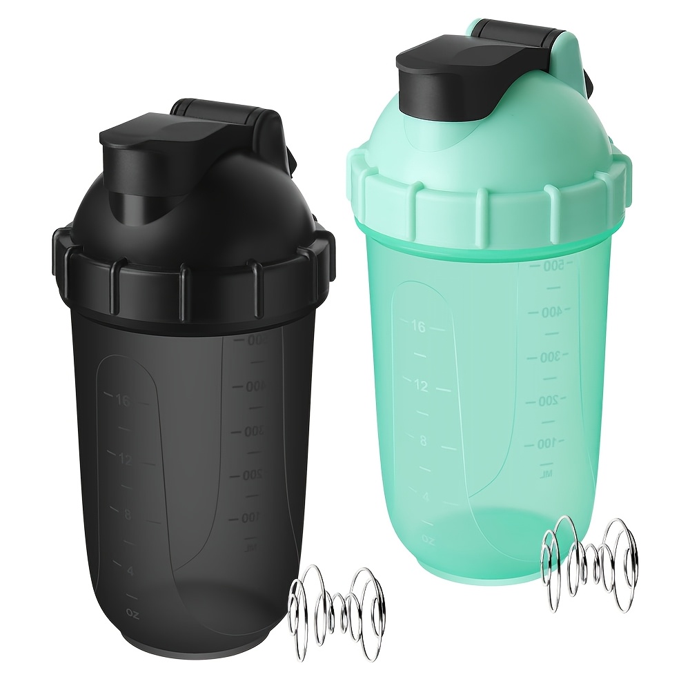 Image of Of 2 Protein Shaker Cups, Each With A Capacity Of 600ml, Designed To Be Leakproof And Portable For Mixing For Sports Supplements. With Mixing Ball And Is Safe For Dishwasher Use