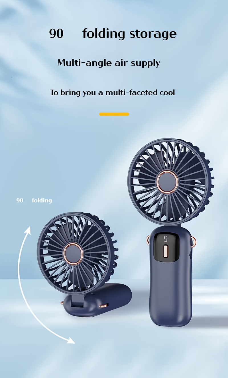 jkuoo portable mini fan with led display usb rechargeable quiet powerful foldable handheld desktop fan in sleek light gray ideal for students office dorm travel camping perfect birthday valentines gift portable fan details 9