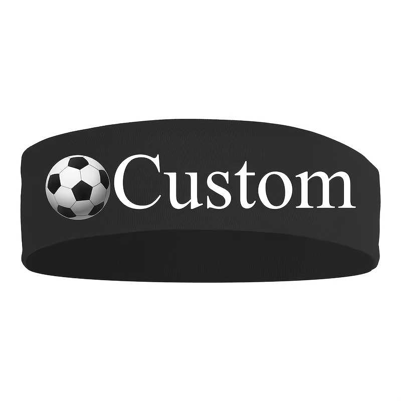 TEMU Personalized Soccer Print Headband, 1pc, Unisex - , Sweat-absorbent, Stretchy, Non-slip Hairband, Suitable For Yoga, Fitness, Sports, Soccer