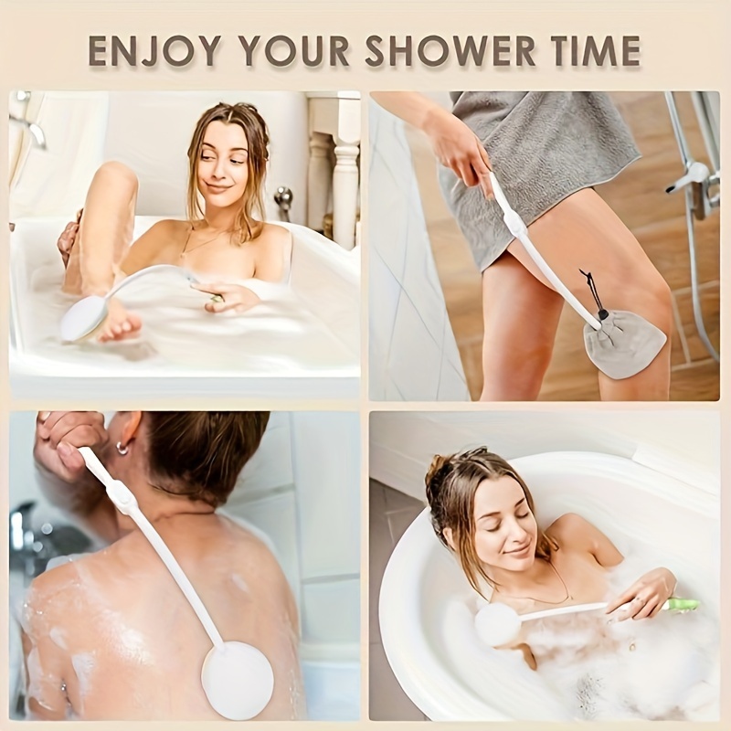 foldable soft nylon body brush with telescopic long handle 23 5 inch   bathing accessory for men women and seniors no batteries required   back scrubber and exfoliating brush exfoliation   durable construction large bathing accessories Product details 2