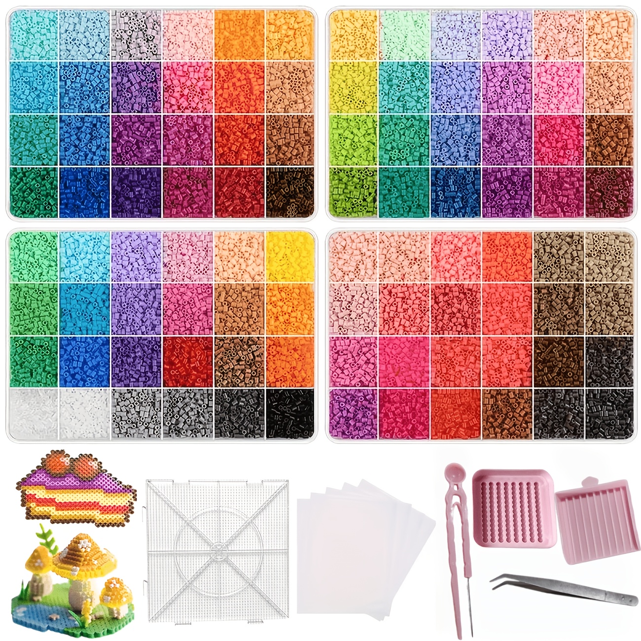 TEMU 96 Couleurs de Fusible 2,6 mm, 4 Sets avec Ajouts, 42000 Perles de Fusion Cadeau Fait Main, Puzzles 3D Fabrication de Bijoux, Convient pour