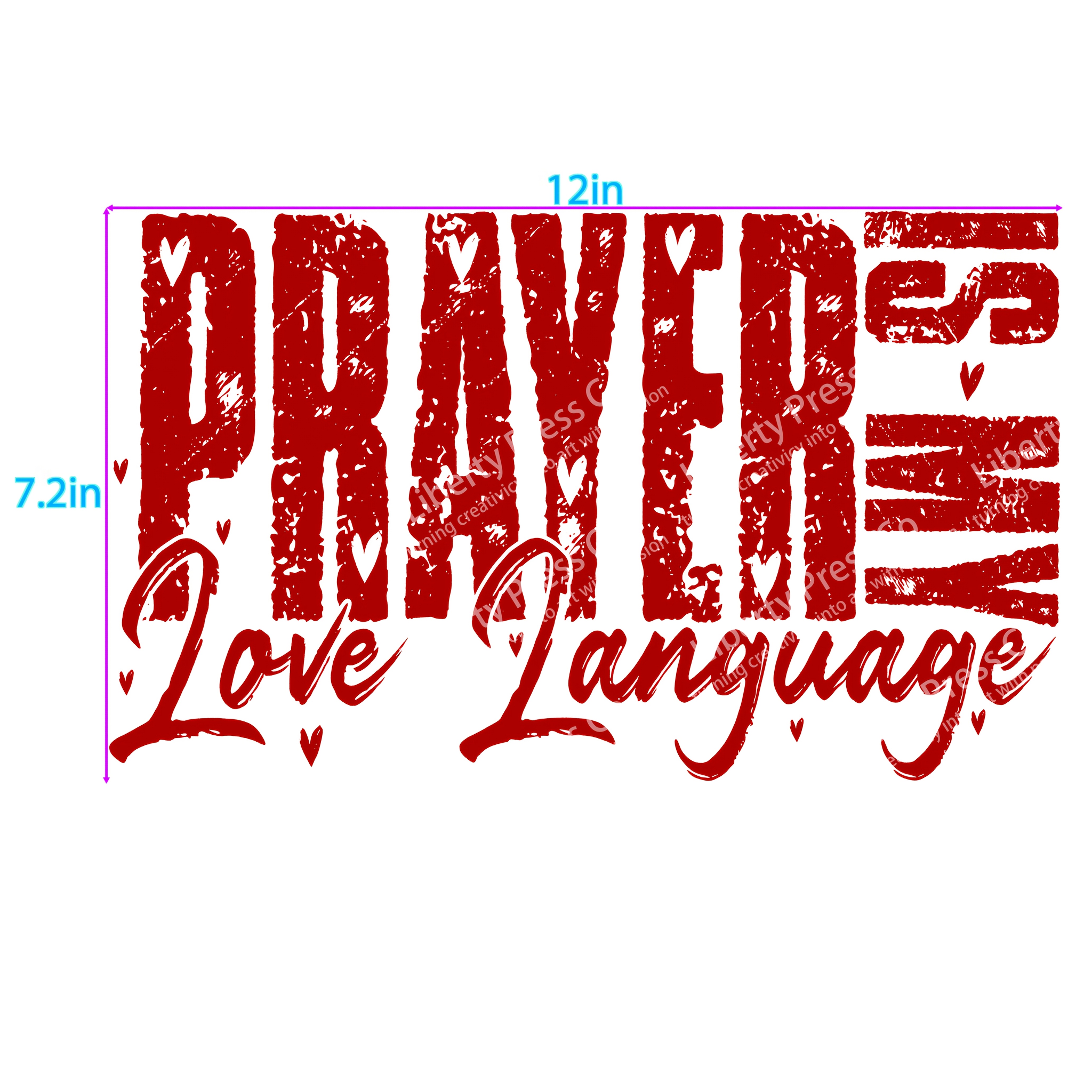 TEMU Heat Transfer Vinyl Sticker: Distressed " Language" With Heart Accents, Durable Plastic Heat Press Decal For T-shirts/sweatshirts/canvas Bags,