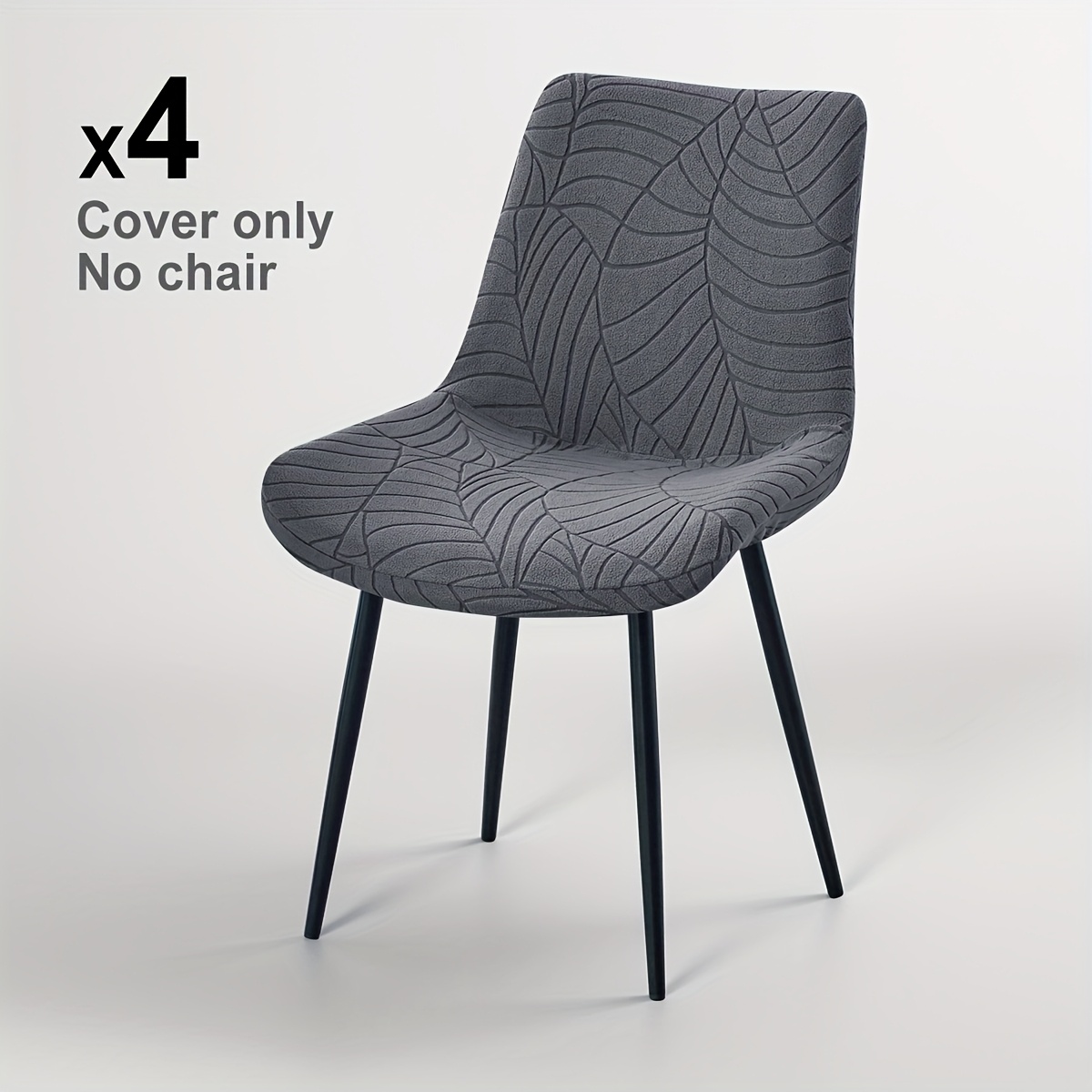 E-shop 4/6 Stück Fleece Blatt Jacquard Stretch All-Inclusive Konkav Rücken Stuhlbezug
