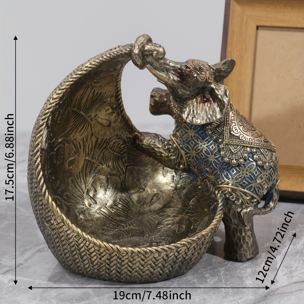 Image of 1pc Home Decor Resin Craft Elephant Shaped Jewelry And Sundries Storage, Entrance Decor, Key Organizer