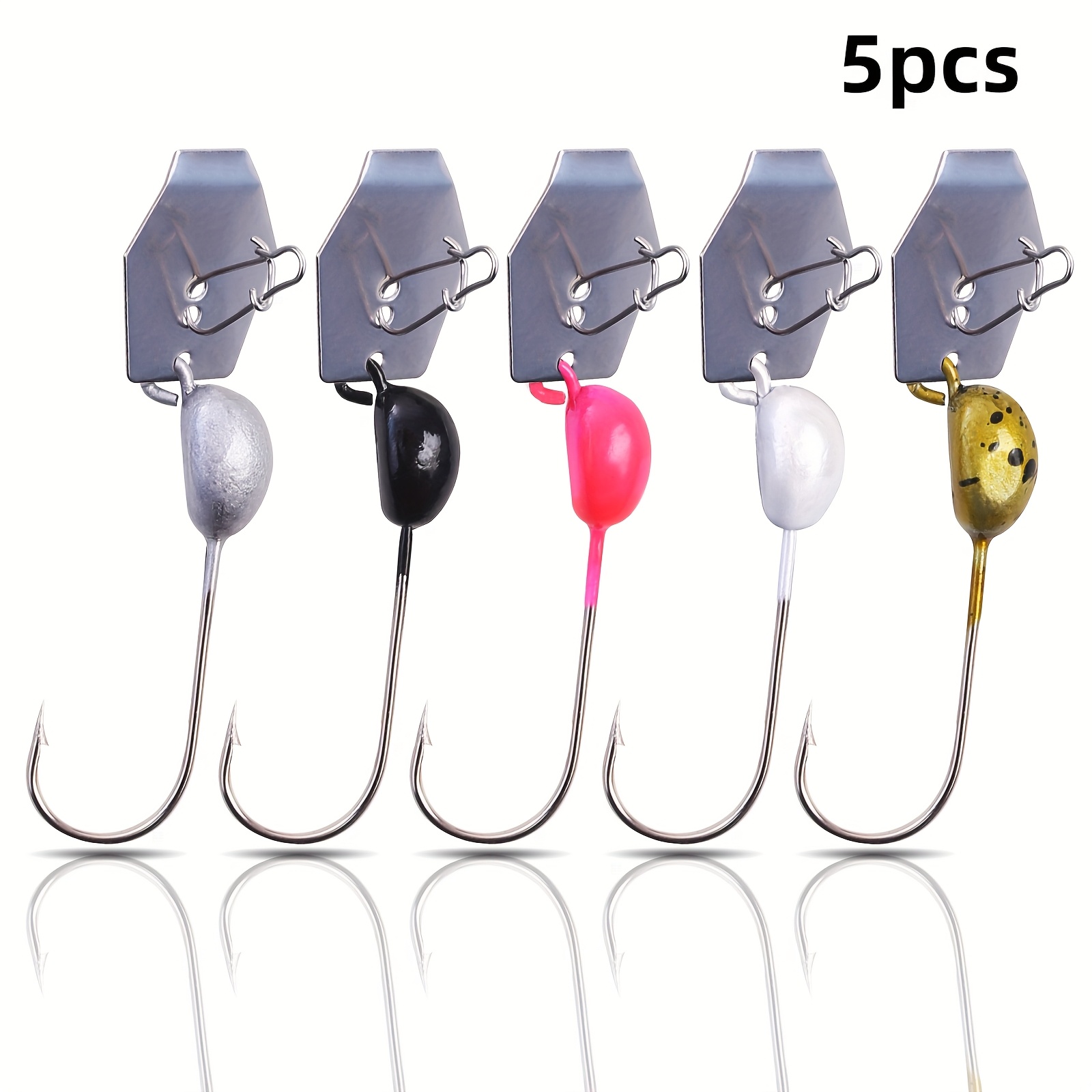 Image of 5pcs Mini Splash Guard Jig, Anti-snag Rocking Tongue Plate Lead Head Hook 0.15oz, Lure Single Hook Spoon Splash Guard For And Fish Lures