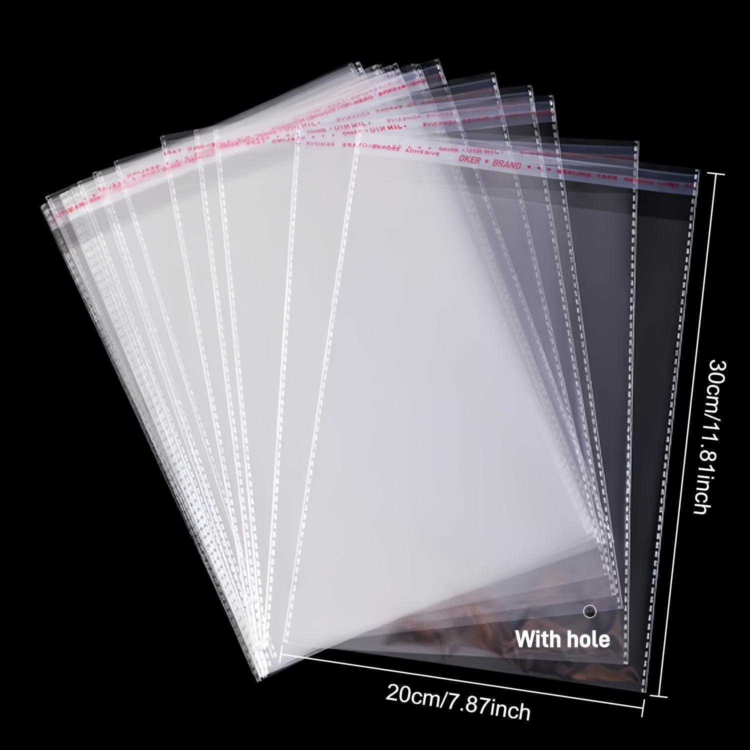 TEMU 45pcs Large High Premium Garment Packaging Bags, Transparent Cellophane Bags With Perforations, Self-adhesive Plastic Garment Bags , Clothing