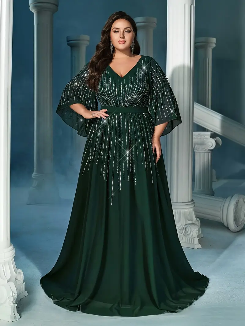 Classy Dark Green Women's Hot * Size Chiffon Formal Gown Dress for Banquet, Party, Anniversary Classy Dark Green Women's Hot * Size Chiffon Formal Gown Dress for Banquet, Party, Anniversary