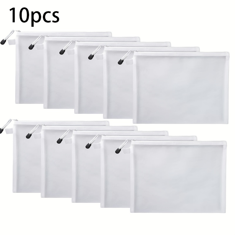 TEMU 5pcs/10pcs Pack A5 Zipper Mesh Bags Suitable For Storing Small Items, School Supplies, Office Stationery - Mesh Folder With Zipper Closure,