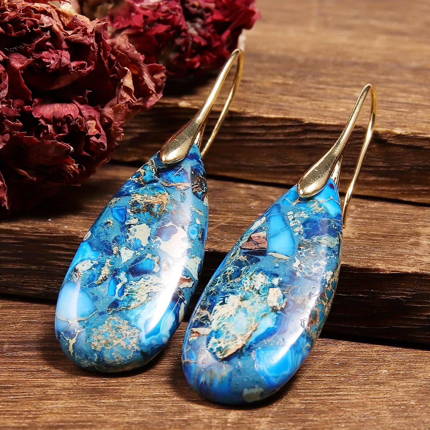 Image of Light Blue Women' Earrings Teardrop Stone Earrings Elegant And Fashionable Suitable For Parties, Gatherings, And Vacations Women's Gift Earrings Christmas Eve Christmas Gifts
