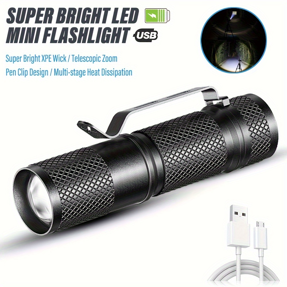 Lampe torche LED ultra lumineuse 900 lumens, rechargeable, longue durée