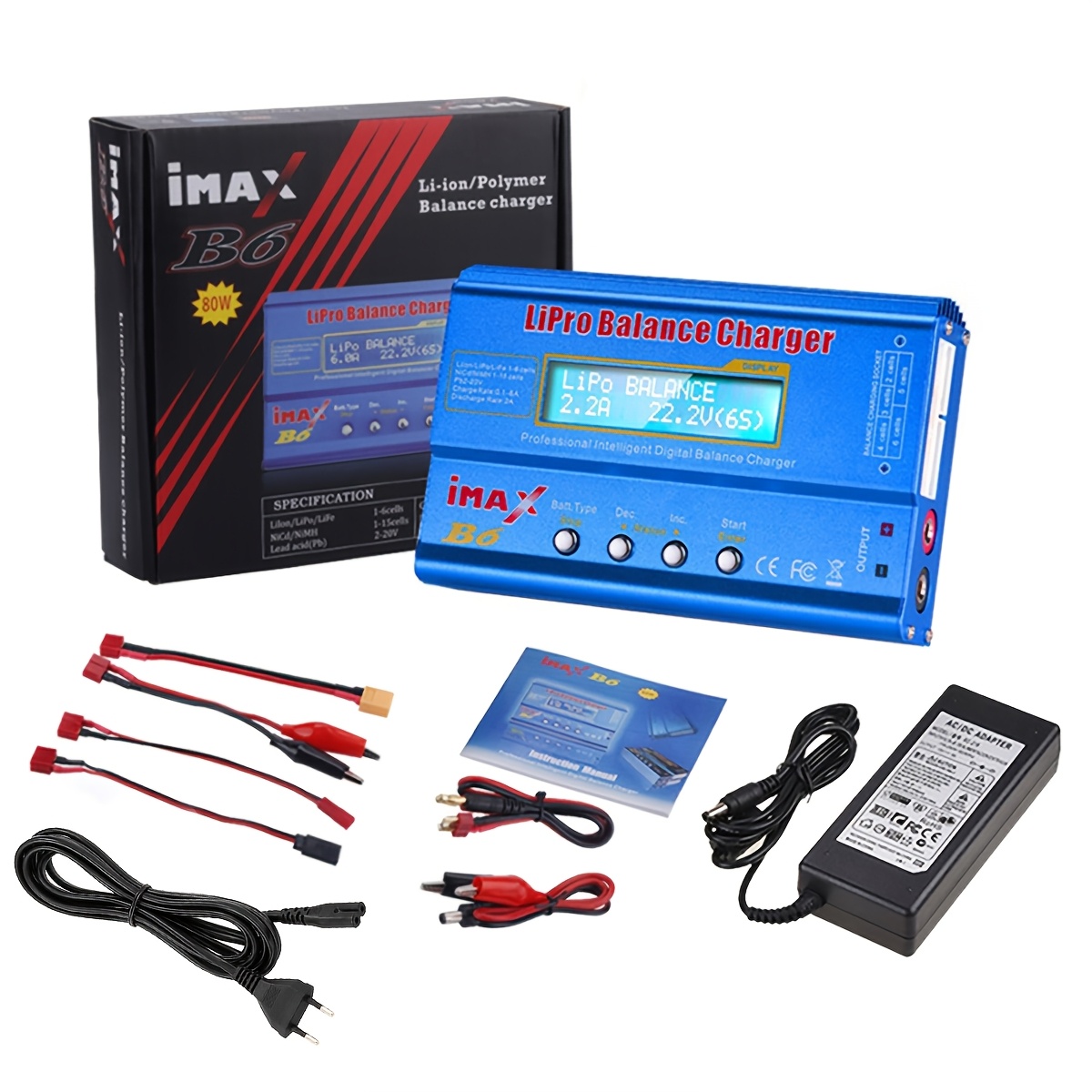 B6 Mini Profesionalni Polnilnik/Razpolnilnik z Napajalnikom za 1S-6S LiPo Li-Ion NiCd NiMh Pb RC Baterije