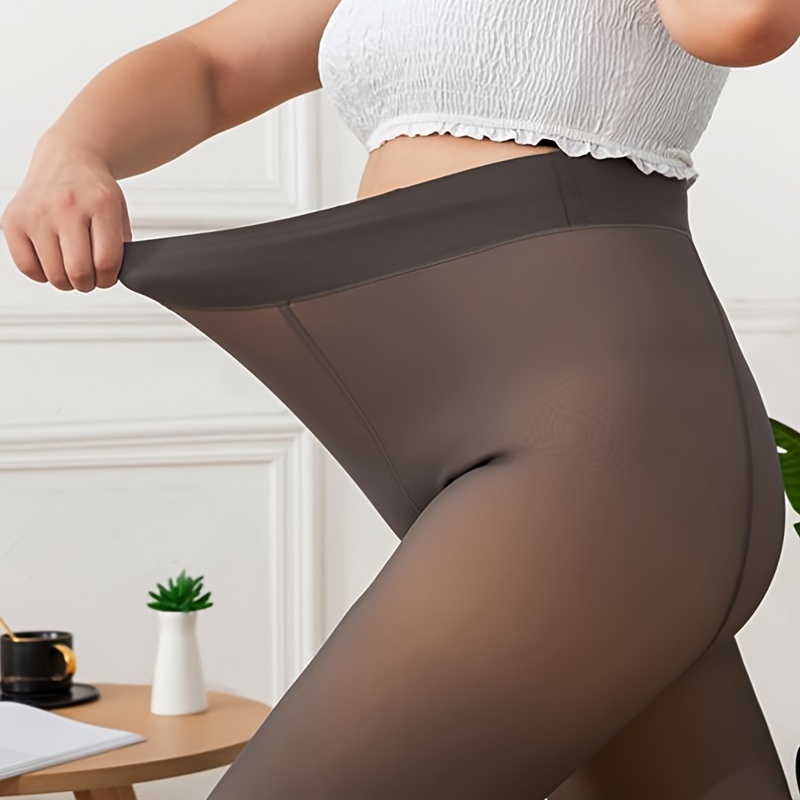 Collant foderati in pile da donna collant termici traslucidi finti Slim Stretch