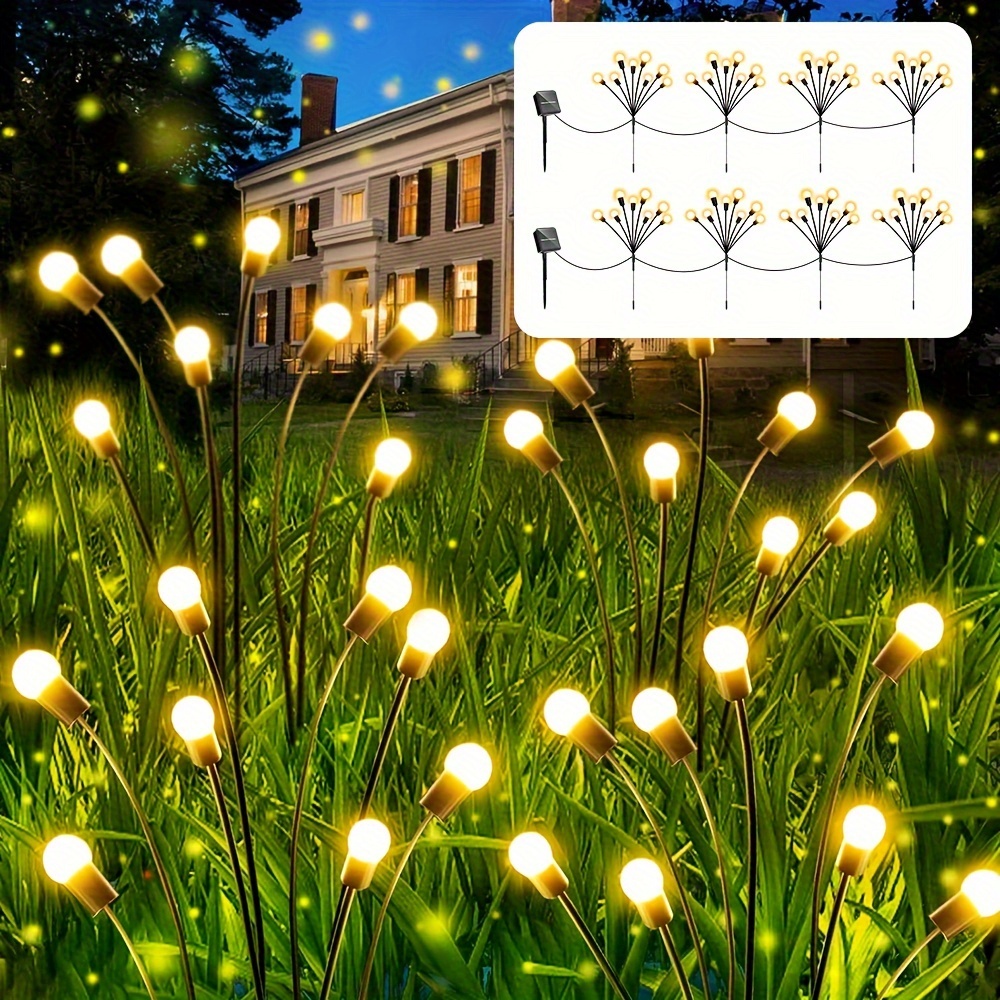 

8-pack 64 Led Solar Lights, Led Firefly Lights Solar, Solar Lights For Outside By Wind, Solar Lights Ip65 Waterproof For Christmas Patio Decoration