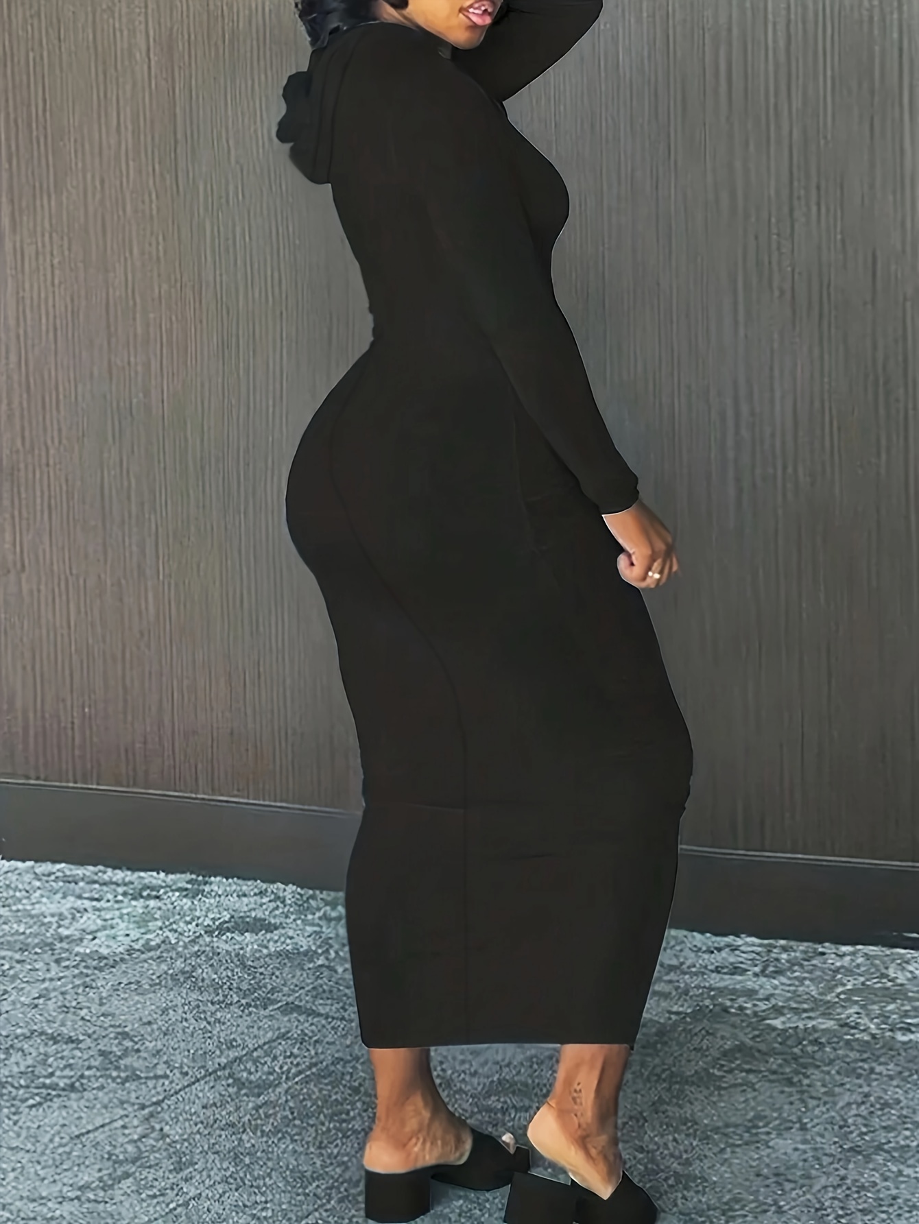 knee length dresses for ladies Hooded Gathered Maxi Dress main image 0