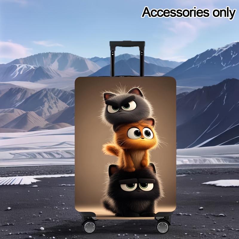 TEMU Travel Essentials Cat Pattern Luggage Cover, Travel Accessories, Printed Luggage Protector, Scratch-resistant Nylon Protective Cover, Elastic