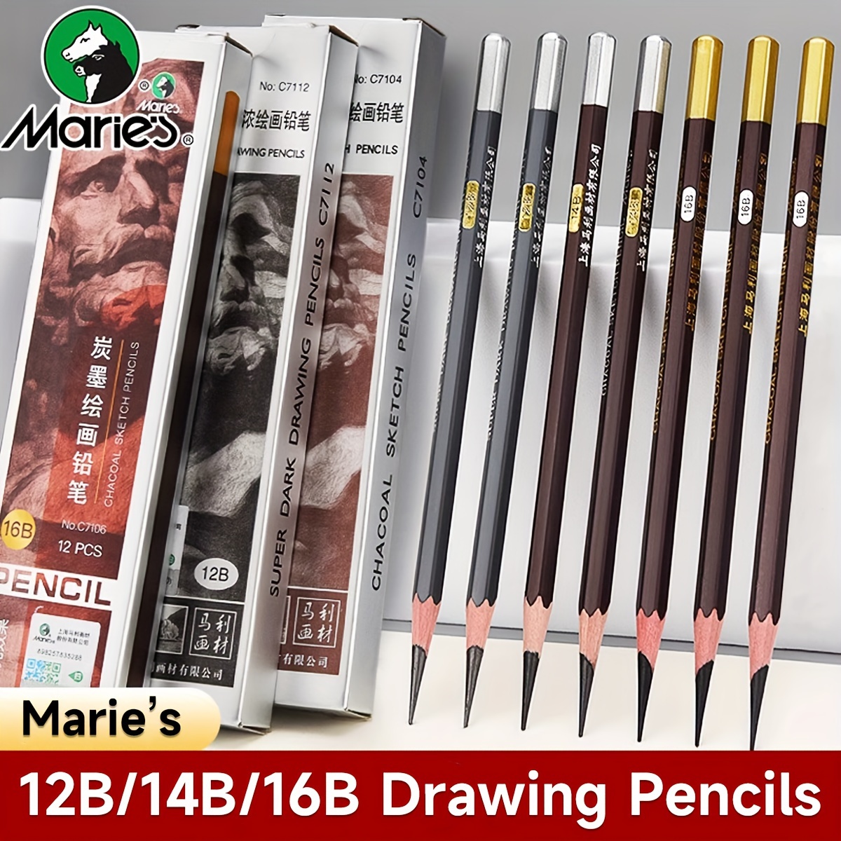 

Professional Drawing Sketch Pencils Set Of 36, (12b, 14b, 16b ), Art Supplies For Drawing Art, Sketching, Shading, Artist Pencils For Beginners & Pro Artists