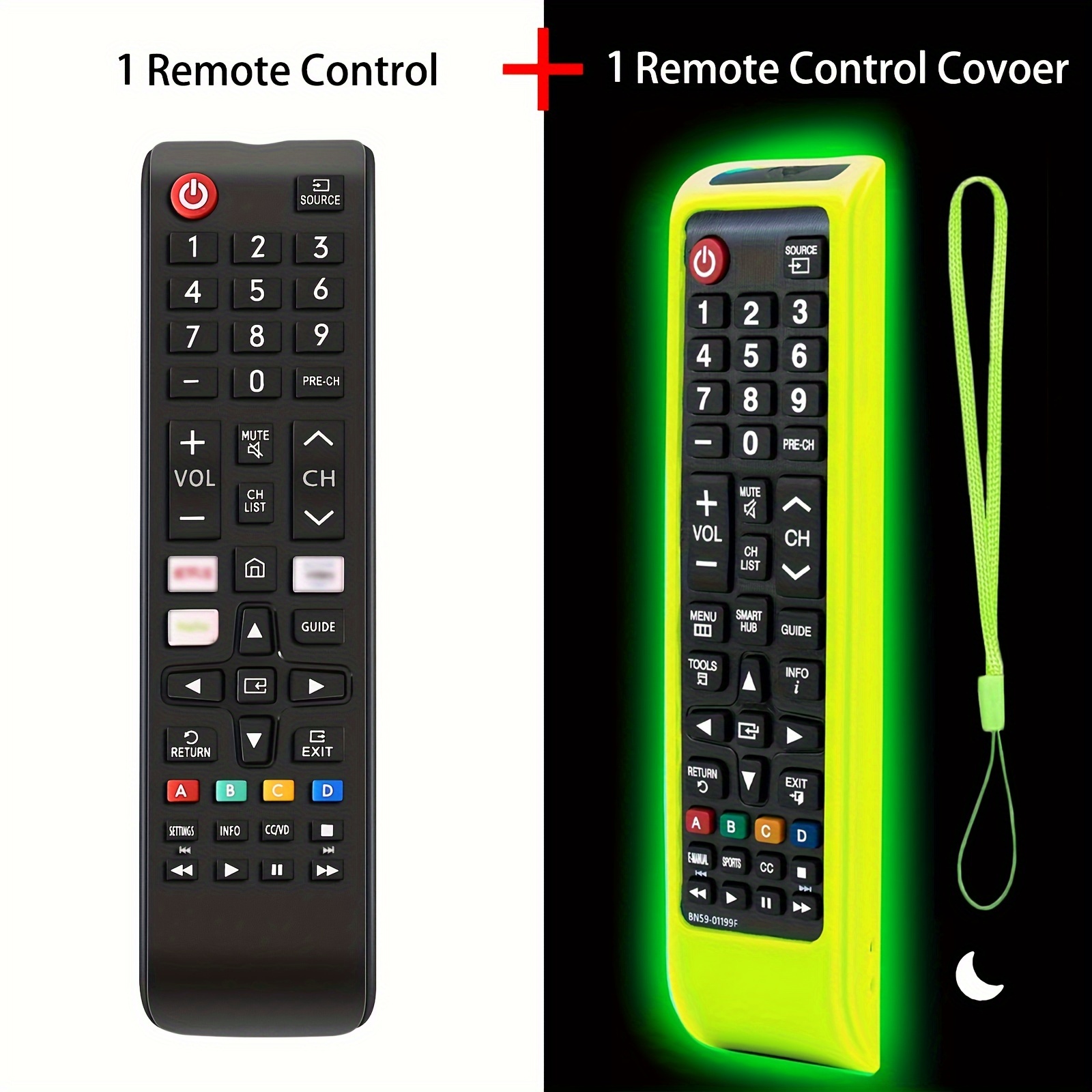 

2 Pack (1 Remote Controls, 1 Remote Control Cover) Newest Universal Remote Control For All Samsung Tv Remote Compatible All Samsung Lcd Led Hdtv 3d Smart Tvs Models