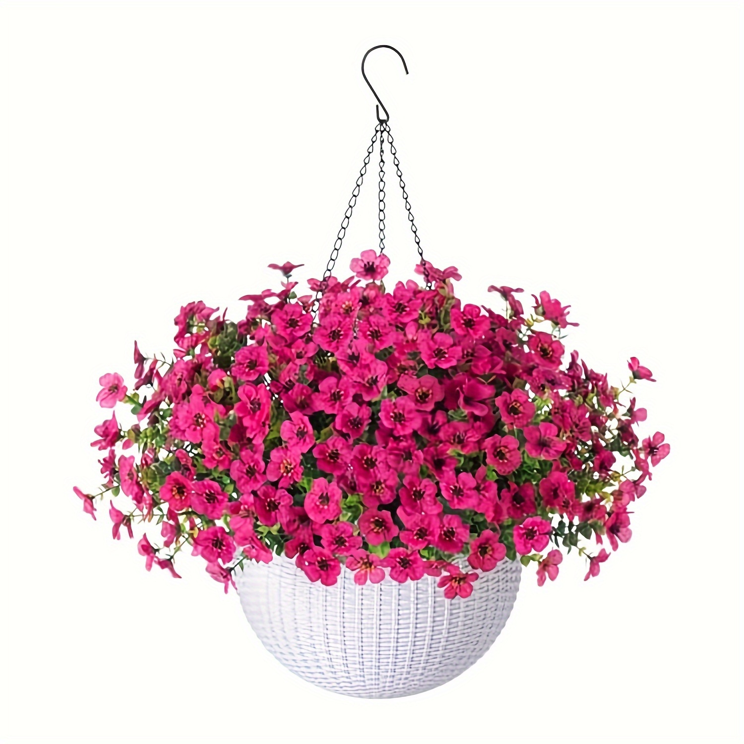 

8pcs Artificial Flowers Uv Resistant Hanging Plant With Basket -spring Summer Outdoor Indoor Floral Arrangement