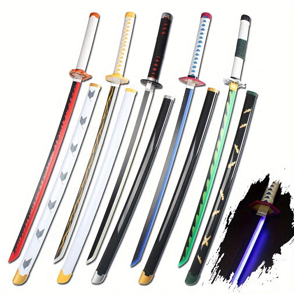 

41" Led Anime Cosplay Sword Samurai Toy Swords With Belt And Holder Stand Halloween Christmas Gift