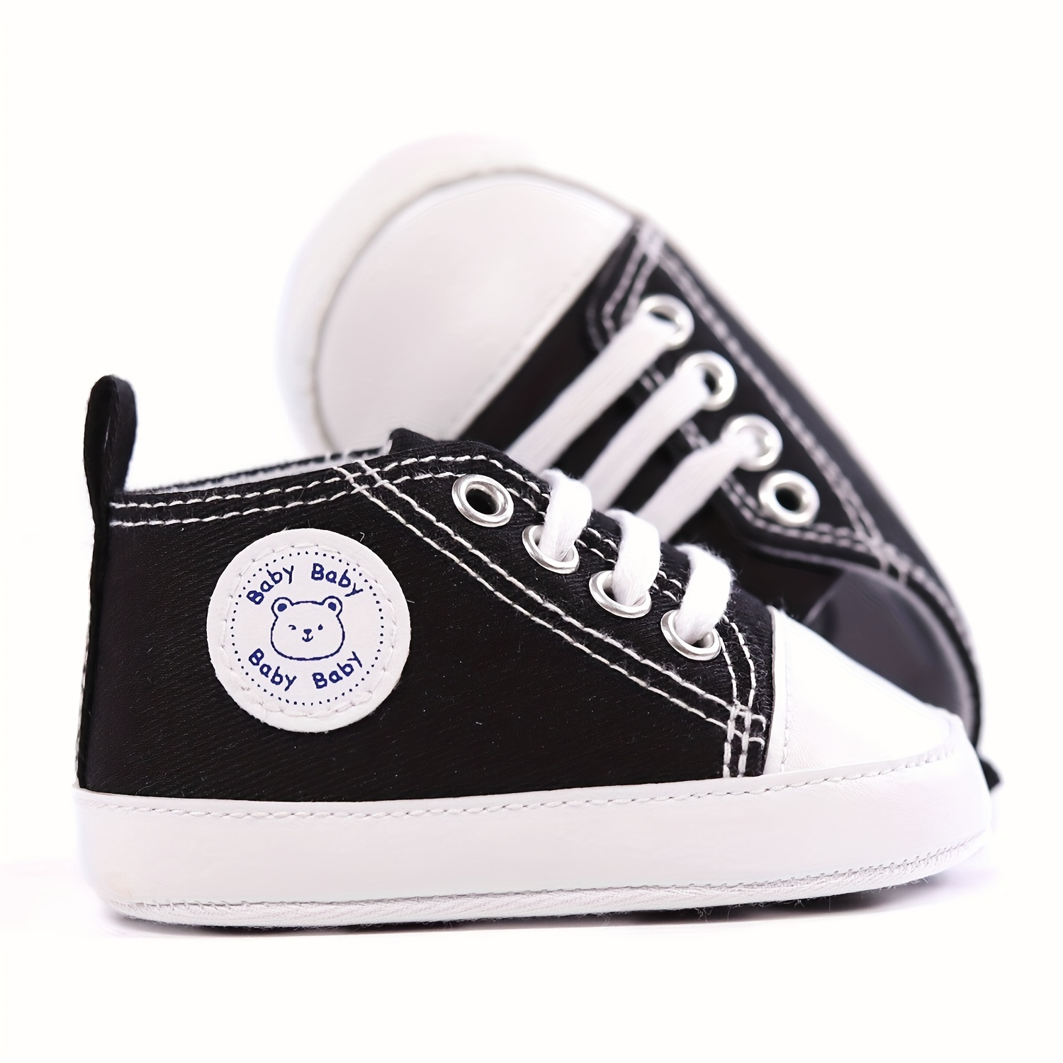 RABEISIR Baby ' Toddler Walking Shoes - Soft Canvas Sneakers with EVA Cushion, Adjustable Lace-Up Low-Top Design, 4-Color Options (White/Pink/Black/Red) for All-Season Casual & Party Wear, Party Toddler Sneakers | Classic Sneaker Design | EVA Cushioned Sole, Toddler Shoes, RABEISIR