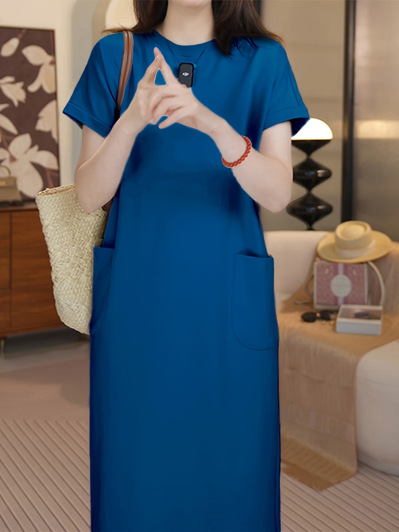 xx6209 solid color simple korean style womens dress new - Temu Canada