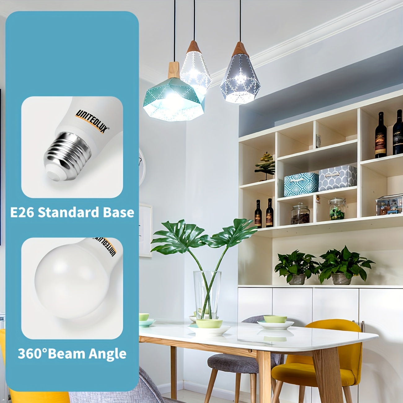 4pcs a19 led light bulbs 9w equivalent to 60w with 800 cri 90 5000k 3000k e26 non dimmable at 110 and are only suitable for use in the us and canada non dimmable home office and commercial use details 6