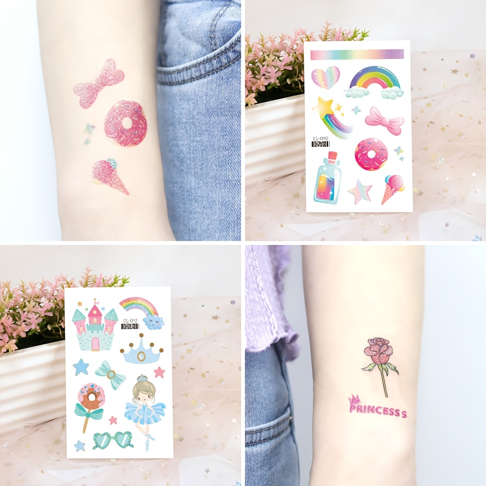 12 Sheets Glitter Dream Princess Tattoo Stickers