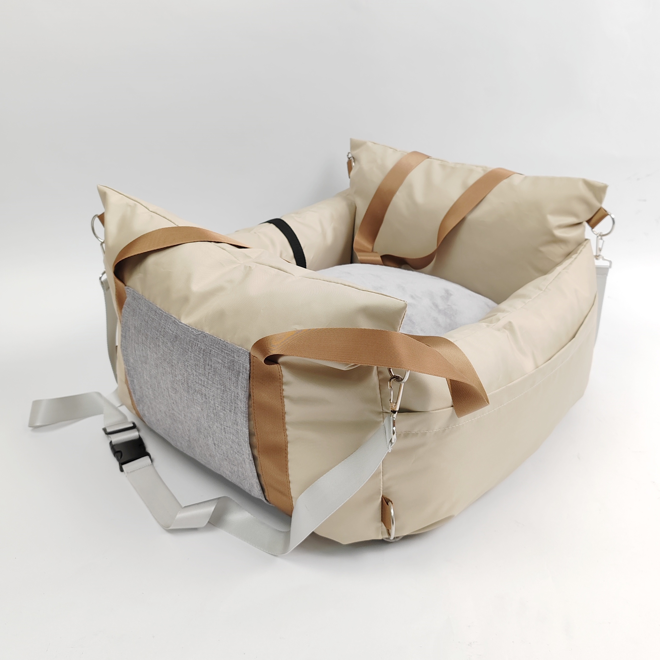 Scaun auto pentru animale de companie din material și negru booster portabil