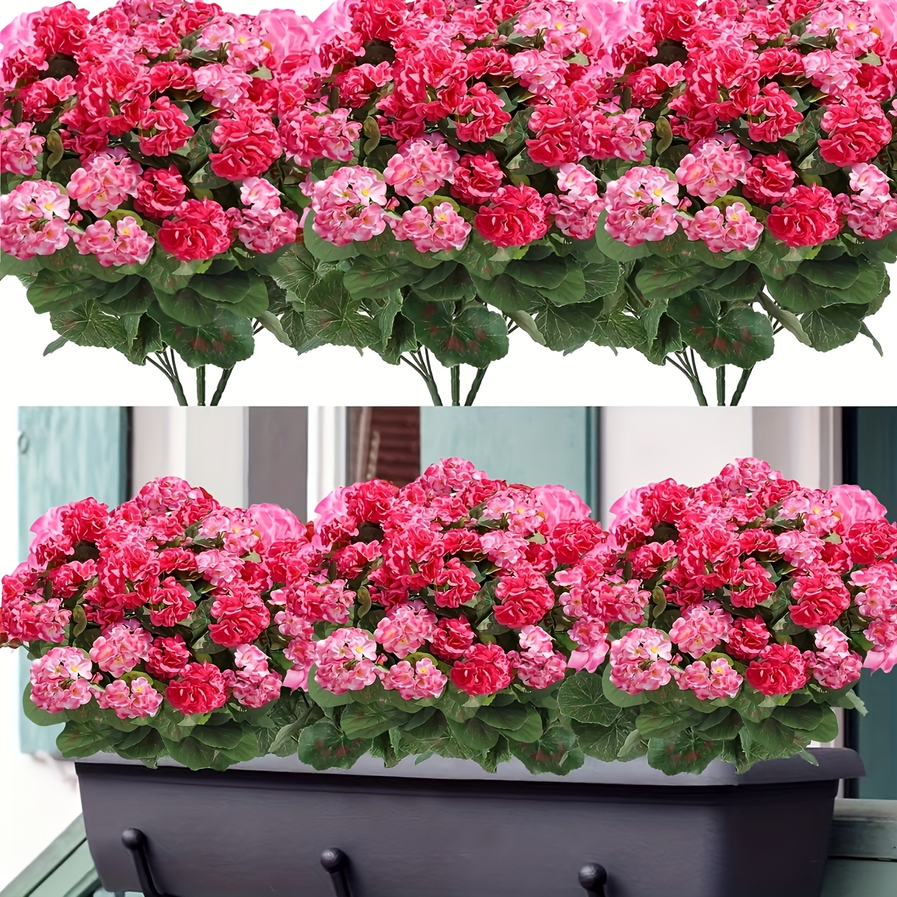 6 uv beständige künstliche geranienblumen lebendige