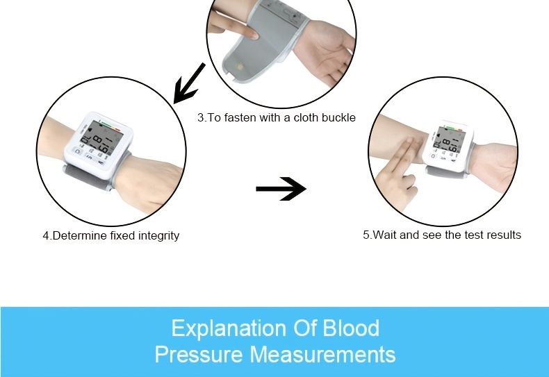 w01 wrist   bp blood pressure meter stethoscope   precise measurement lcd display voice broadcast suitable for high and low blood pressure heart rate irregular detection battery not included Product details 12