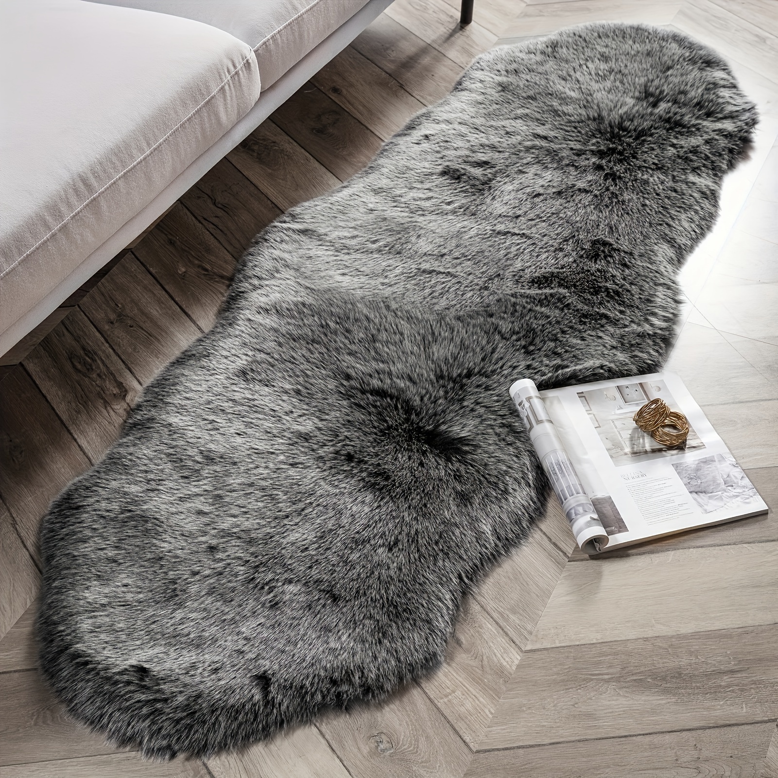 

Soft Fluffy Plush Faux Fox Fur Shag Rug, Home Decor 2 X 6 Feet 1 Pack