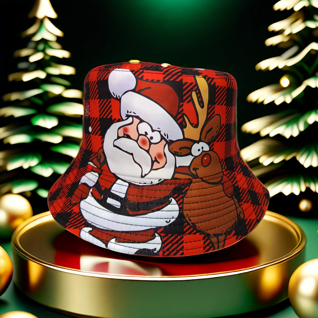 

Christmas Bucket Hat With Santa Claus Print - Lightweight, Sun-protective & Holiday Parties