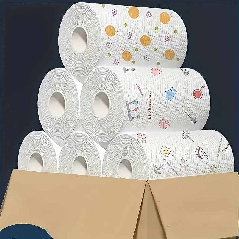 50 sheets in a roll disposable kitchen paper towels kitchen cleaning cloths lazy rags absorbent dishcloths dry and wet use oil removing paper towels kitchen paper kitchen supplies cleaning supplies christmas party supplies details 1