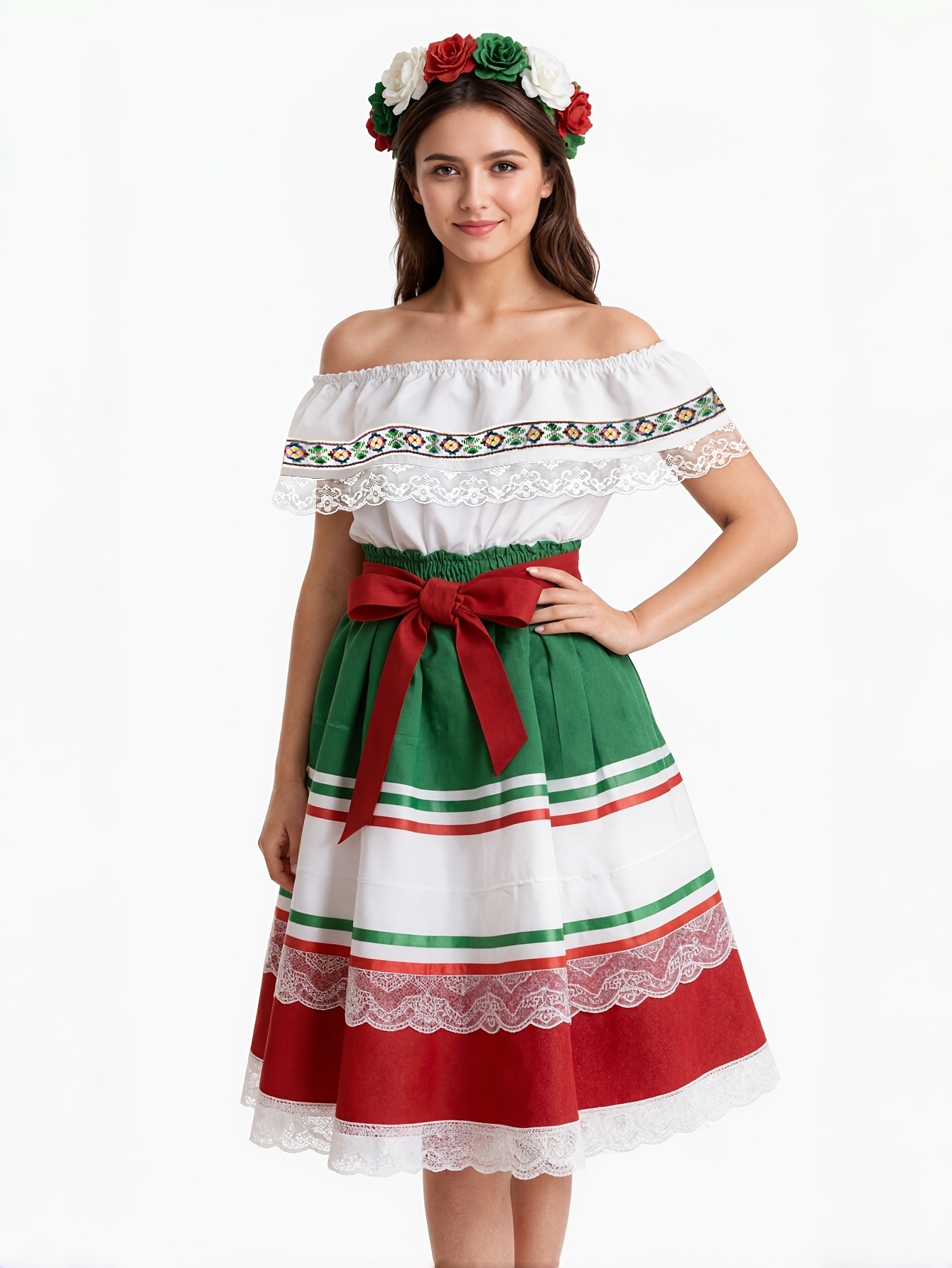 open lace back dress Fiesta Printed Blue Dress – Cielito Lindo main image 0