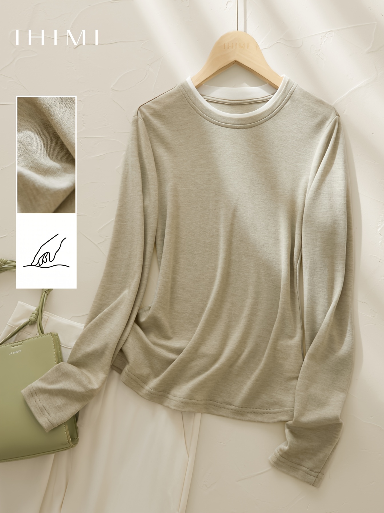 T-shirt Surdimensionné Femme Manches Longues - Col Rond, Coupe Boyfriend - 65% Coton, 30% Polyester, 5% élasthanne - Basique Décontracté