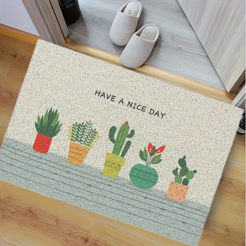 

1pc Rustic Cactus Welcome Doormat, Non-slip, Easy Clean, Stylish Indoor/outdoor Mat, 23.62 X 15.75 Inches, "have A Nice Day" Motivational Text, Home Entrance Accessory
