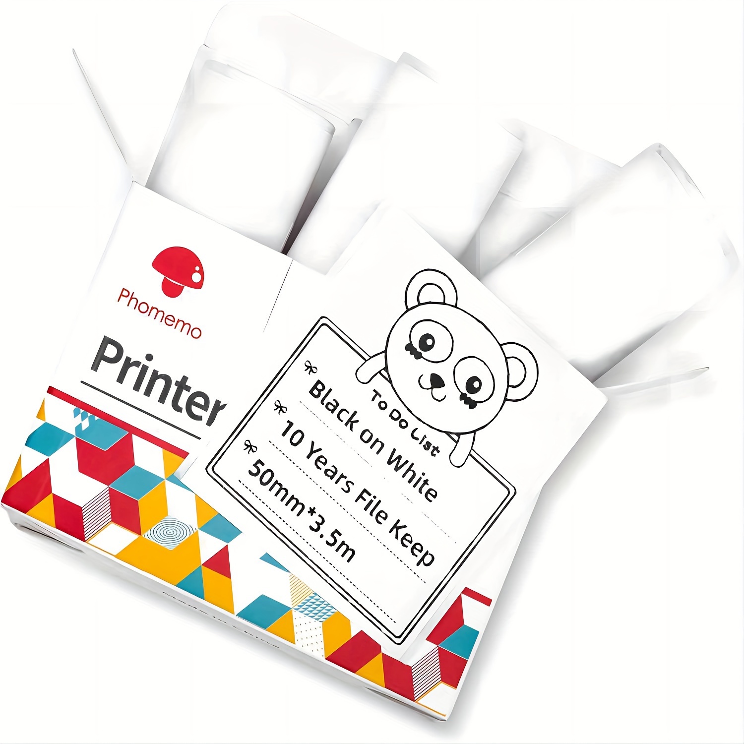 

3 Rolls Self-adhesive Thermal Printer Paper, Phomemo Sticker Paper - 53mm X 3.5m, 10 Years Preservation, Black On White For Phomemo T02/m02x/m02l Pocket Printer