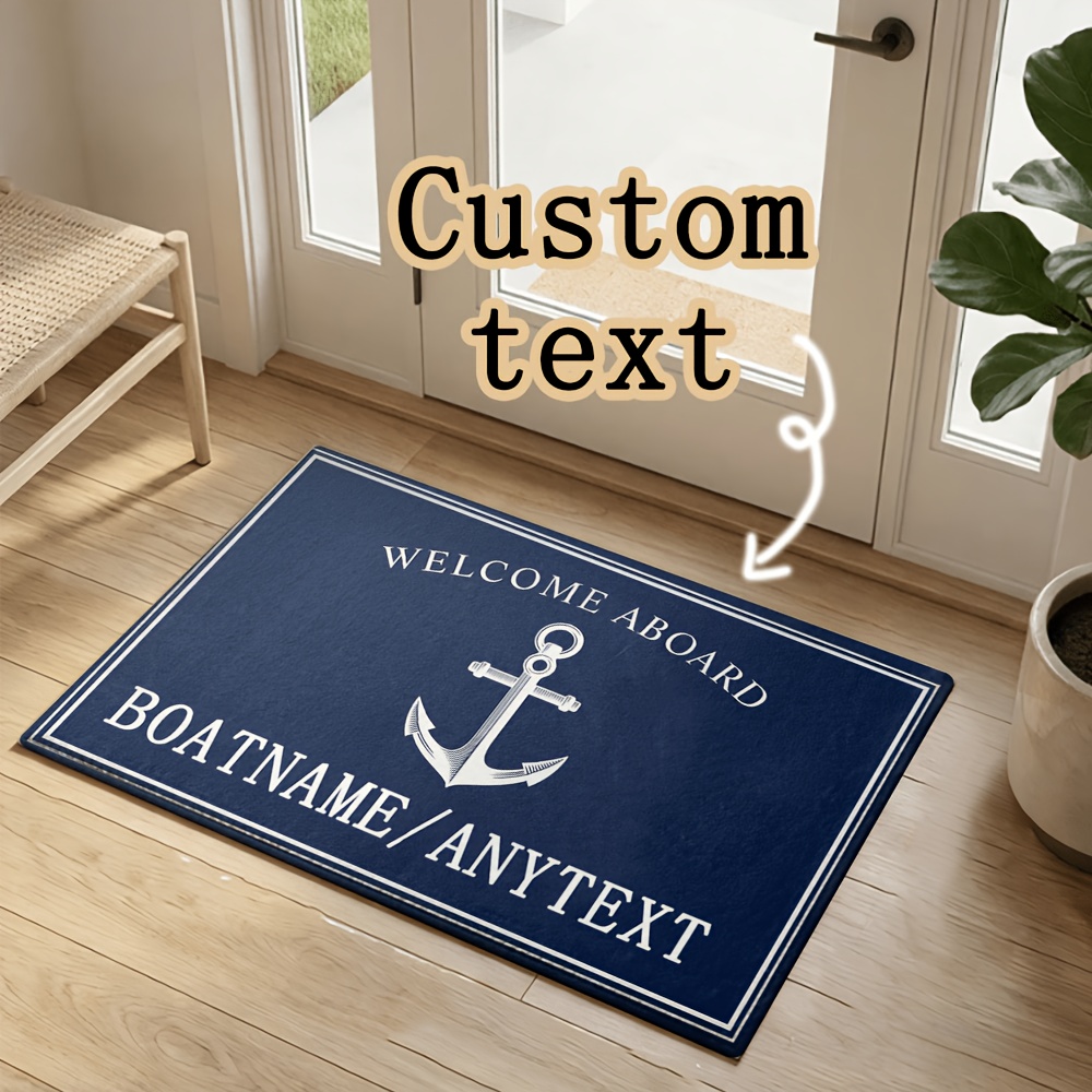 TEMU A Personalized Text Custom Name Nautical Pattern Doormat, Ideal For Outdoor Courtyards, Patios, Home Use, Bedrooms, Living Rooms, Kitchens, And