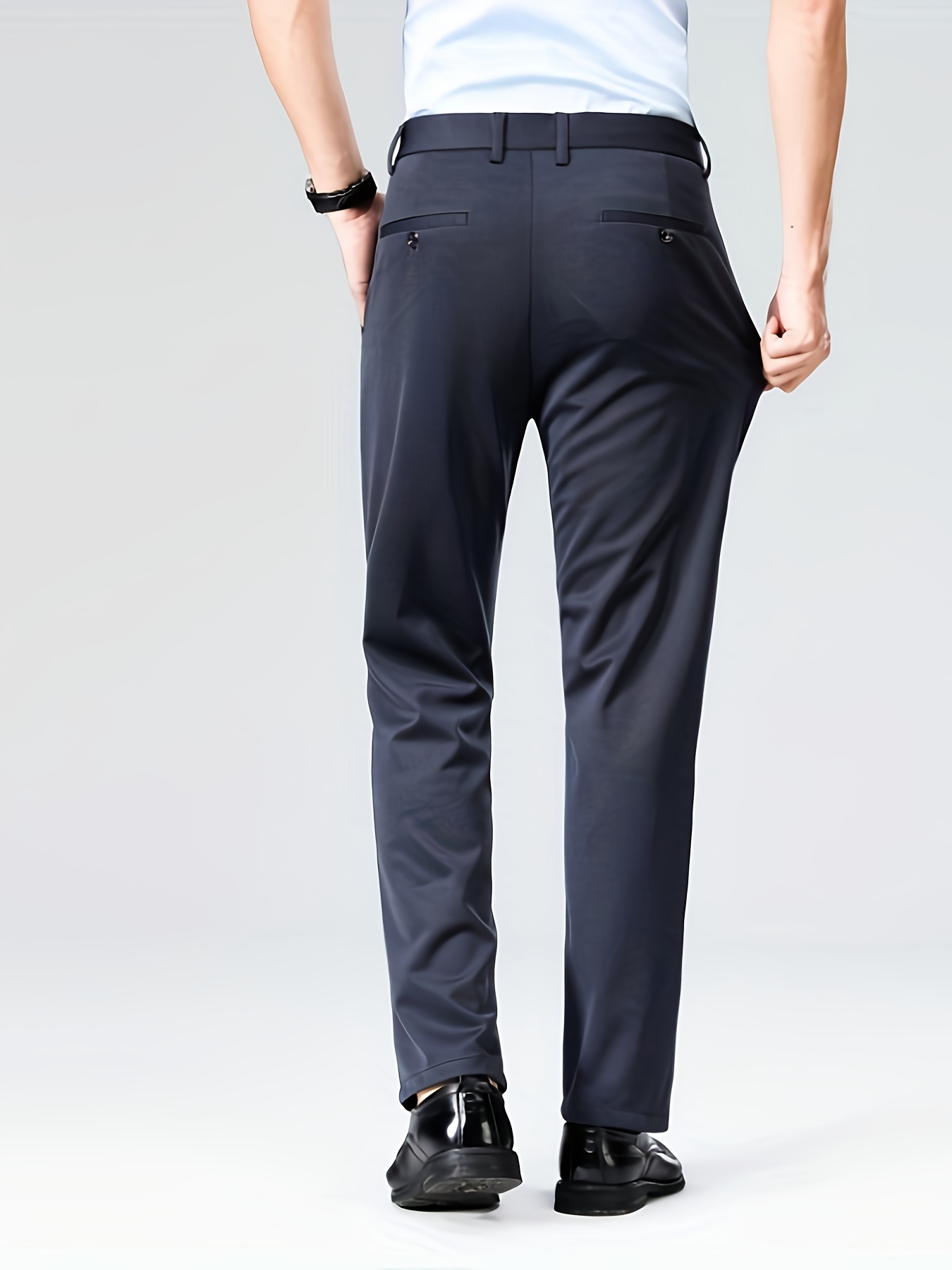 mens casual long trousers business dress pants loose match - Temu