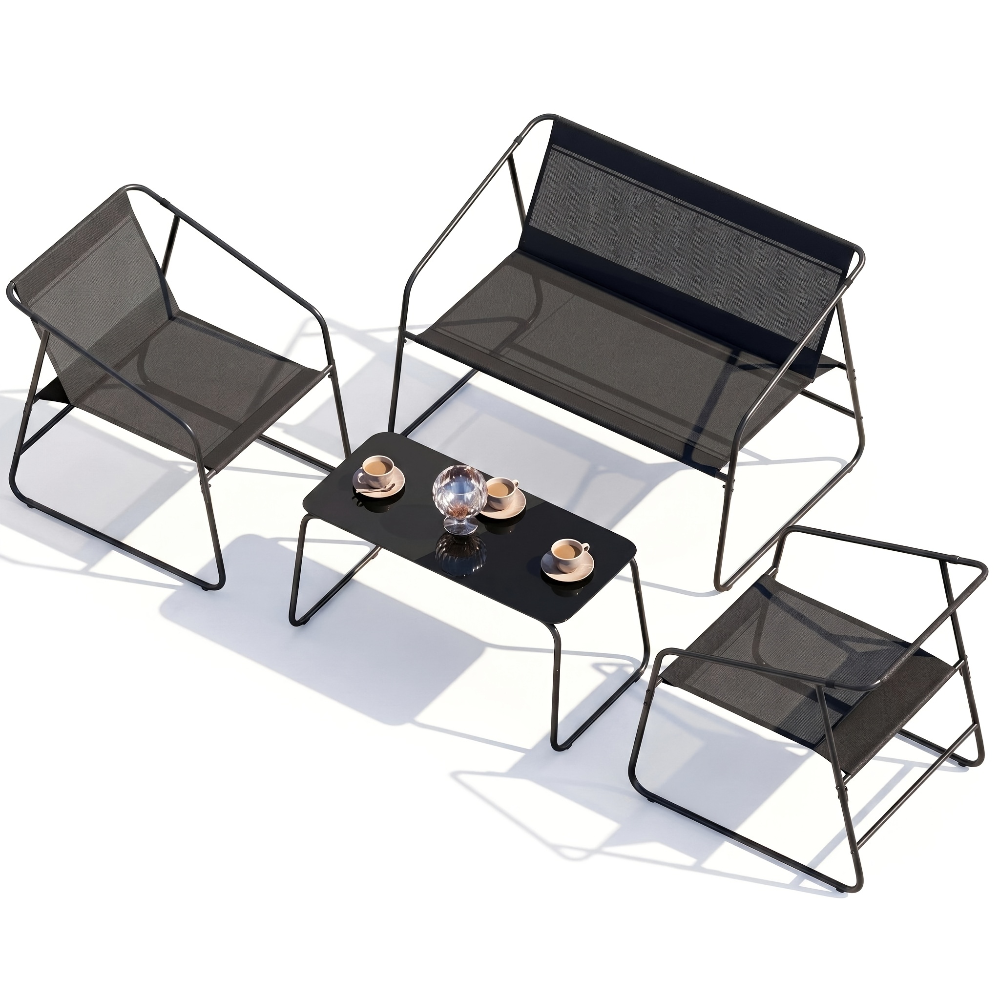 Courtyard Table And Chair Set, 4pcs Garden Furniture, Outdoor Seating Combination, Suitable For , Gardens, And Outdoor Areas